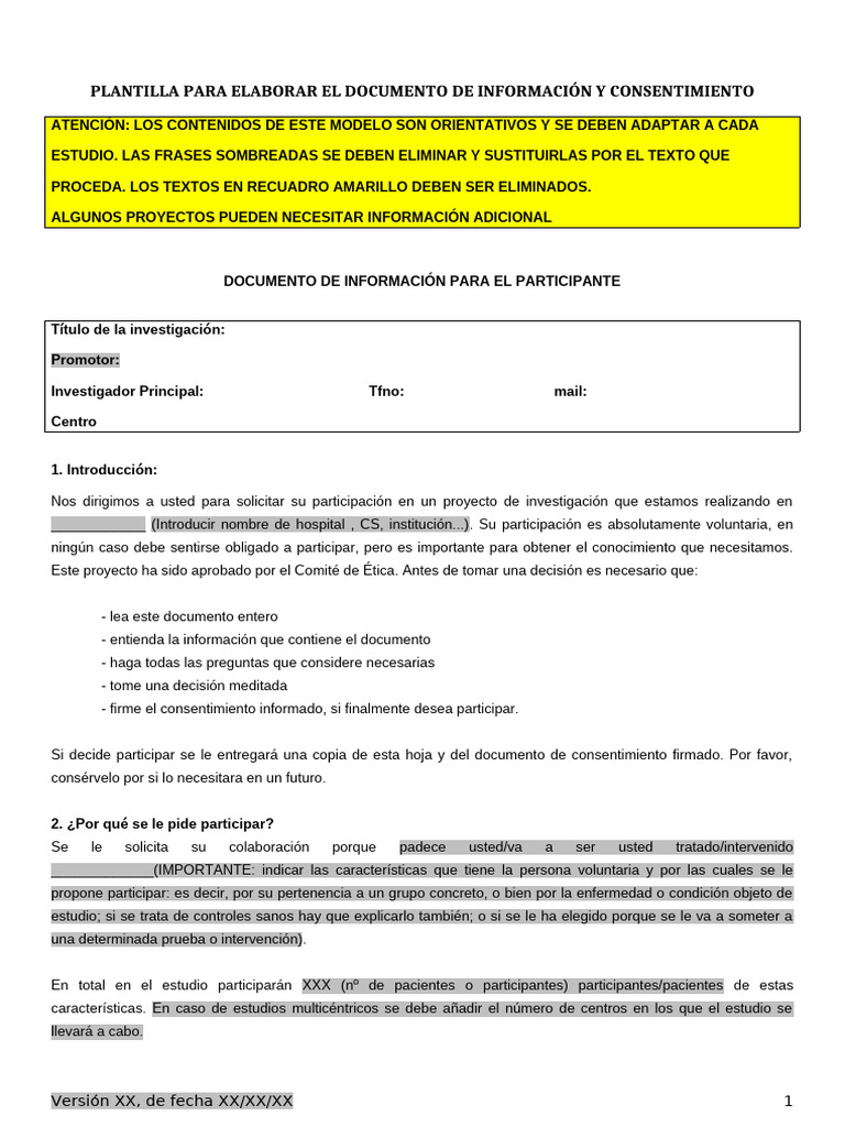1 23 Anexo Plantilla HIP Modif 2 | PDF | Consentimiento informado