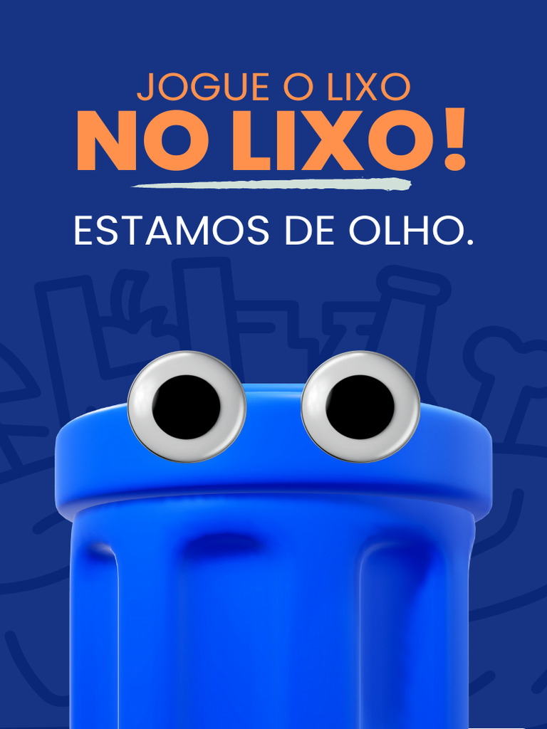 Cartaz jogue lixo no lixo ilustrado 3D azul branco e laranja_20250418 ...
