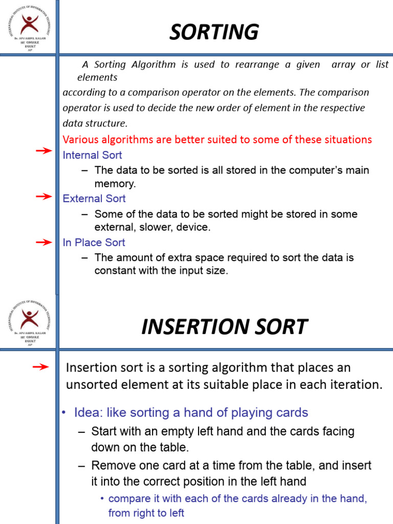 Insertion Sort Algorithm Explained | PDF | Computer Data | Computing