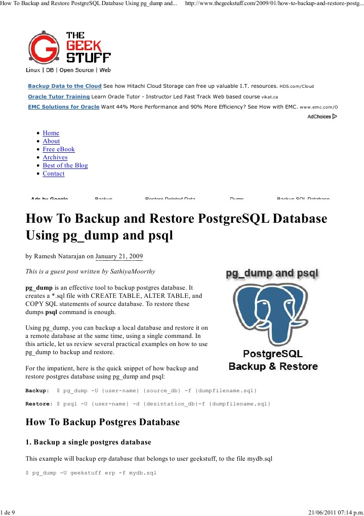 How To Backup and Restore PostgreSQL Database Using PG - Dump and PSQL ...