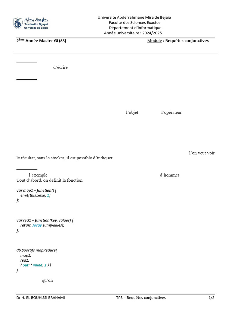 TP3 : Map Reduce en JavaScript MongoDB | PDF | MapReduce ...