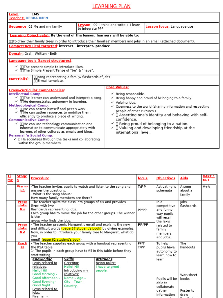 Learning Plan Lesson 09 I Learn To Intergrate | PDF | Linguistics ...