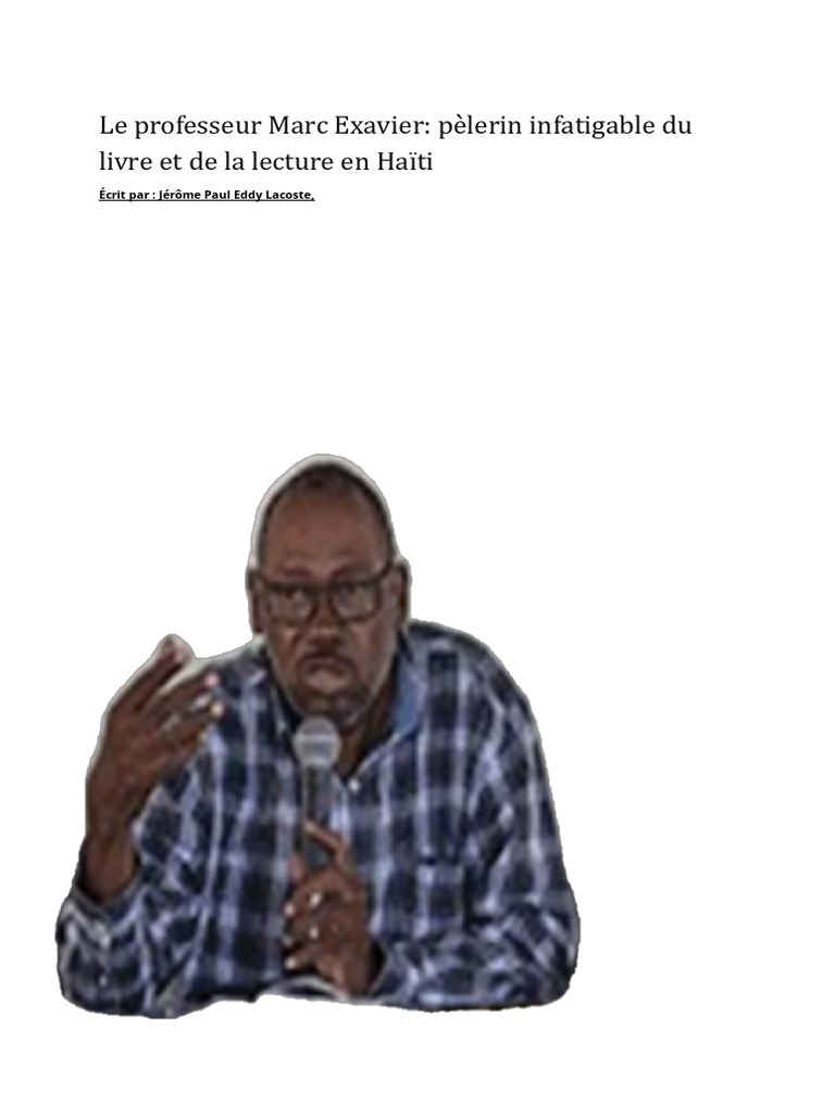 Marc Exavier : Pèlerin de la lecture en Haïti | PDF | Haïti