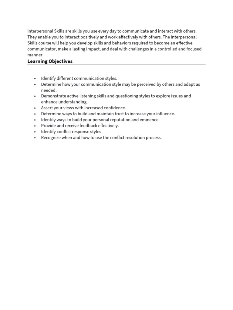 Master Interpersonal Skills for Success | PDF