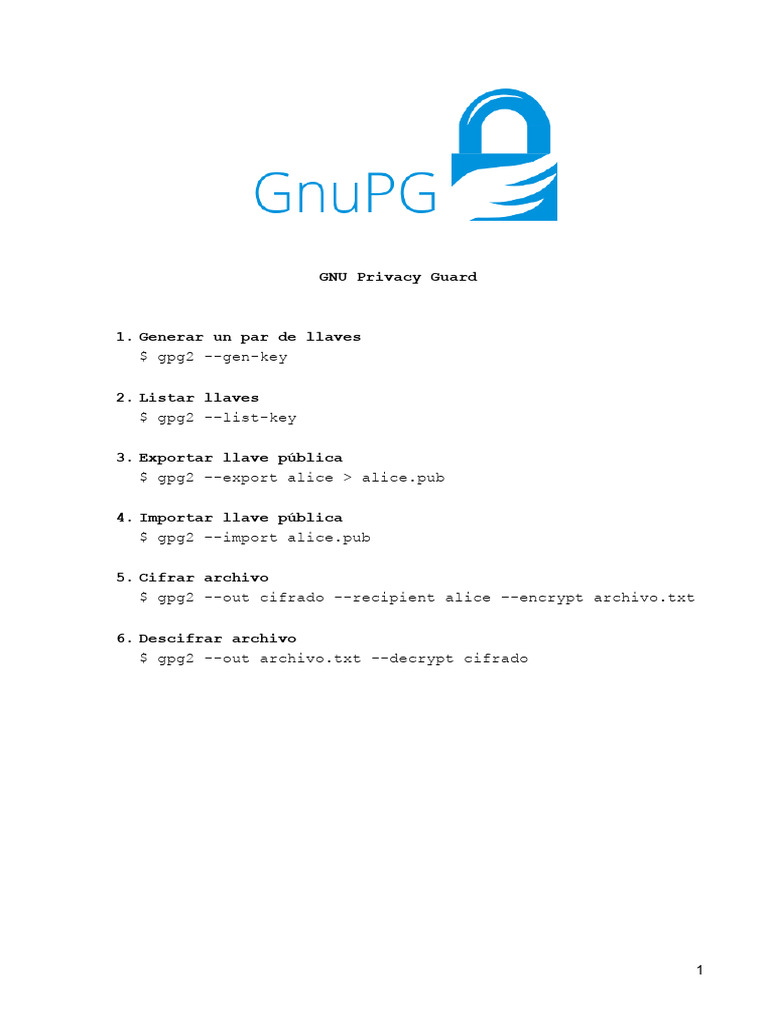 Guía de uso de GNU Privacy Guard | PDF