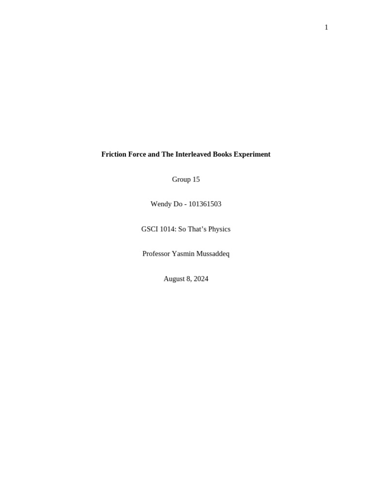 Understanding Friction with Books Experiment | PDF | Friction | Force