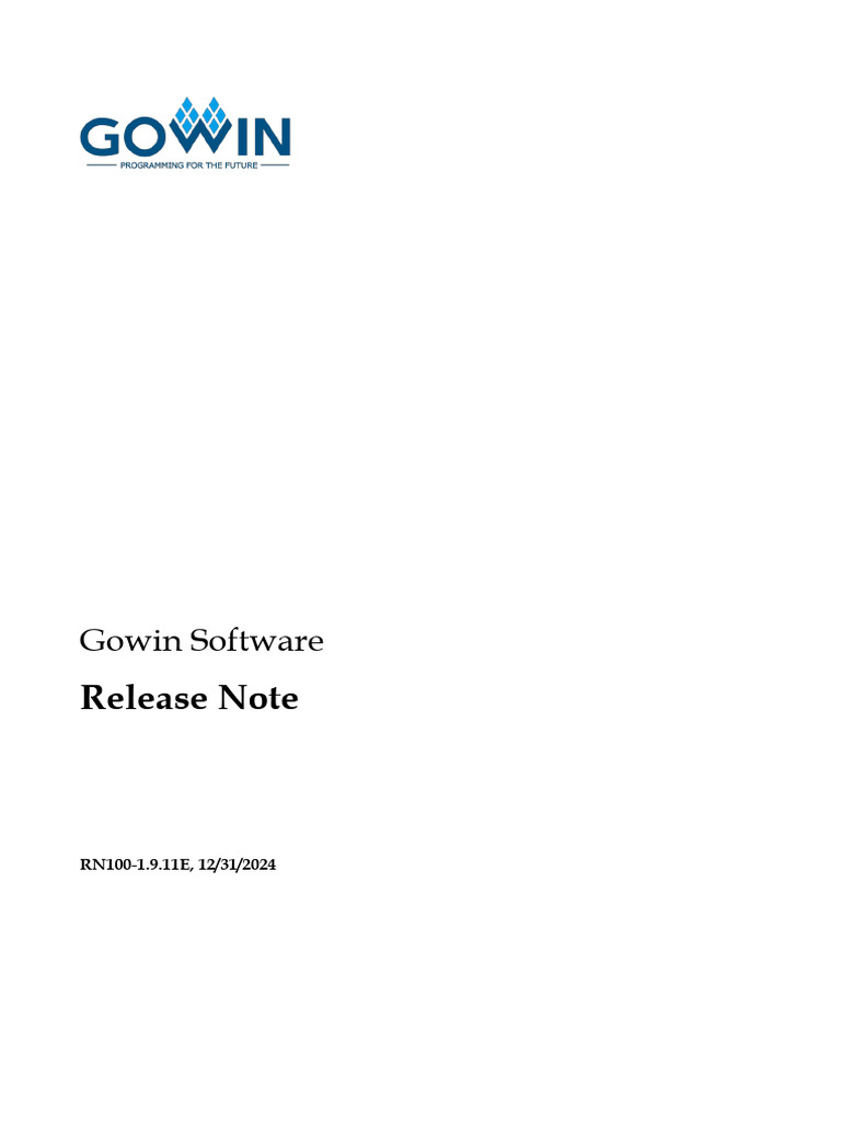 Gowin Software Release RN100-1.9.11E | PDF | Software | Trademark