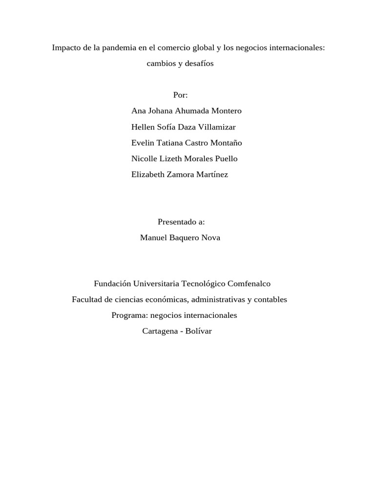 Impacto de la pandemia en el comercio global | PDF | Organización de ...