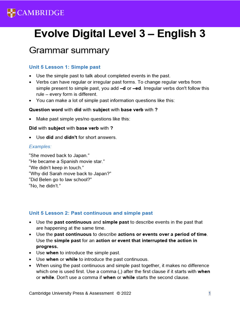 Unit 5 - E3 - Grammar | PDF