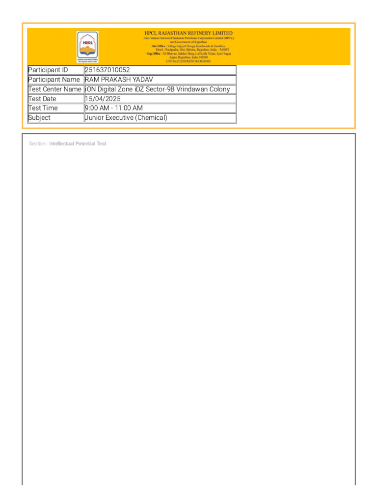 Section: Intellectual Potential Test | PDF