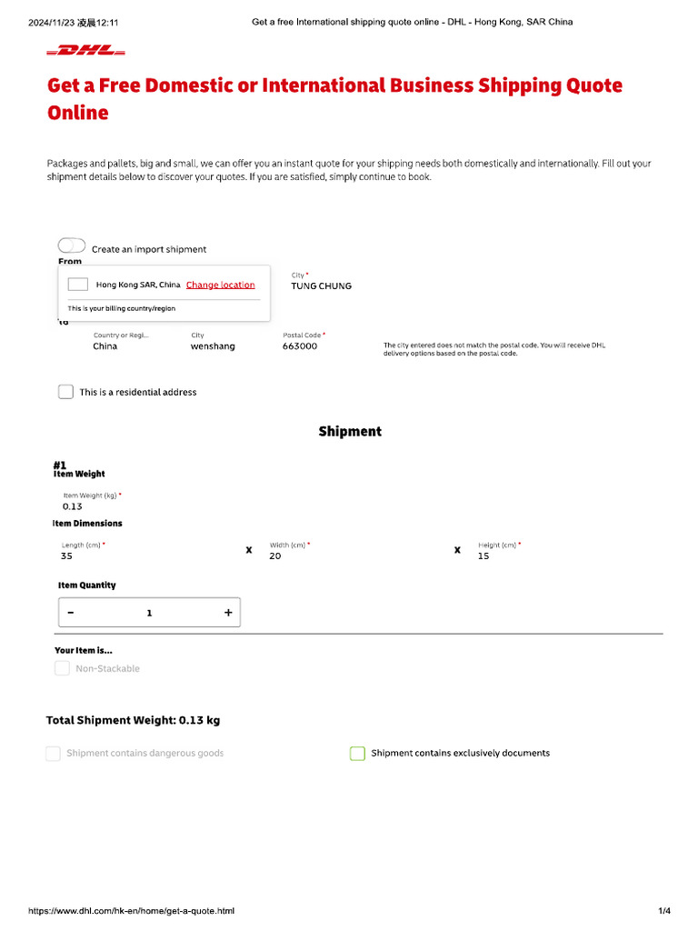 dhl shipment | PDF