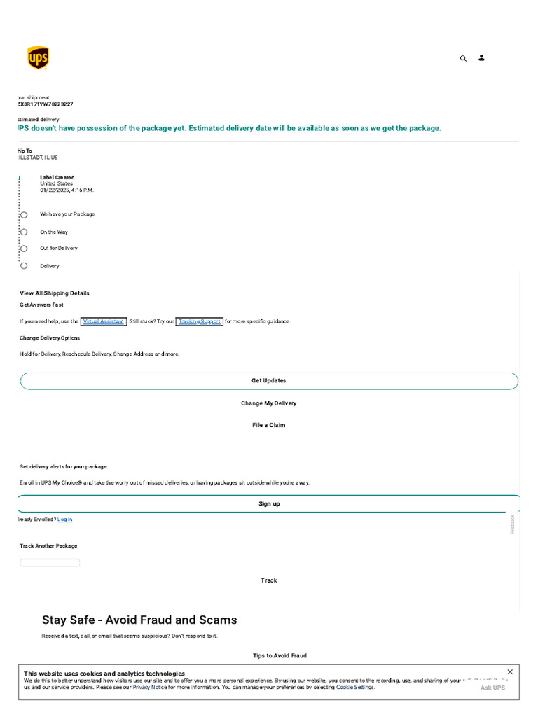 Tracking - UPS - 1ZX8R171YW78223227 - United States | PDF