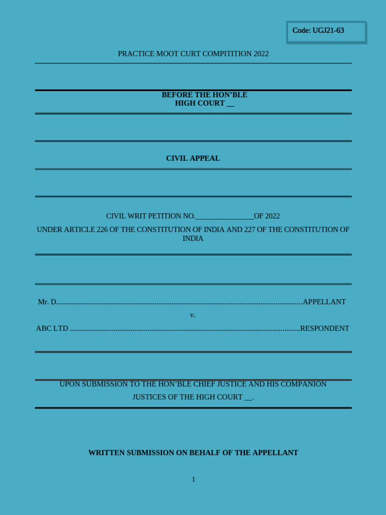 Moot Court Competition 2022 Submissions | PDF | Justice | Crime & Violence