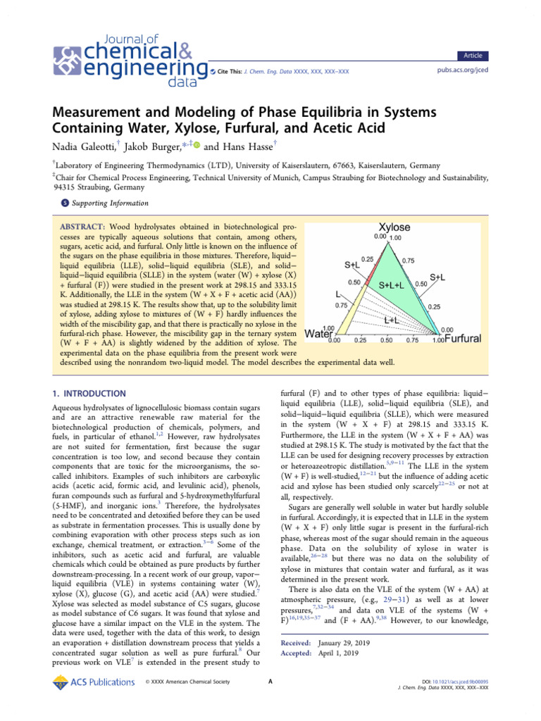 Phase Equilibria in Water-Xylose-Furfural Systems | PDF | Chemistry ...