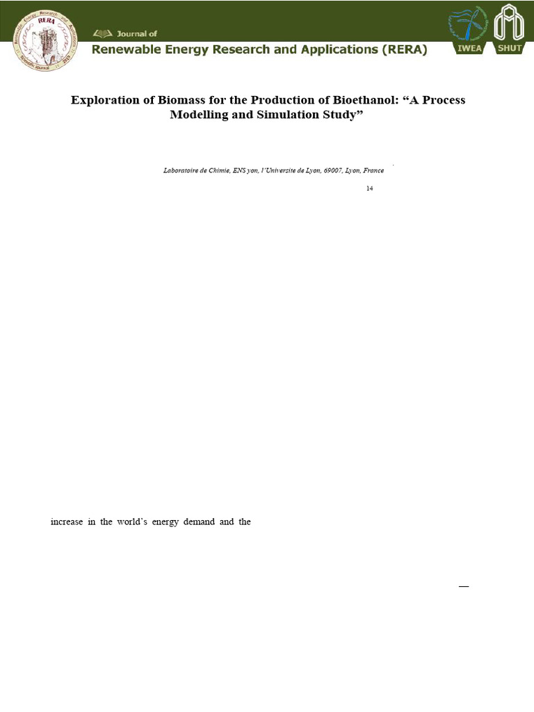Biomass Bioethanol Production Study | PDF | Hydrolysis | Distillation