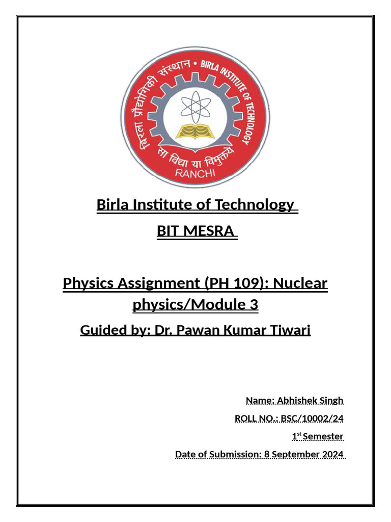 Nuclear Physics Assignment Overview | PDF | Atomic Nucleus | Electronvolt