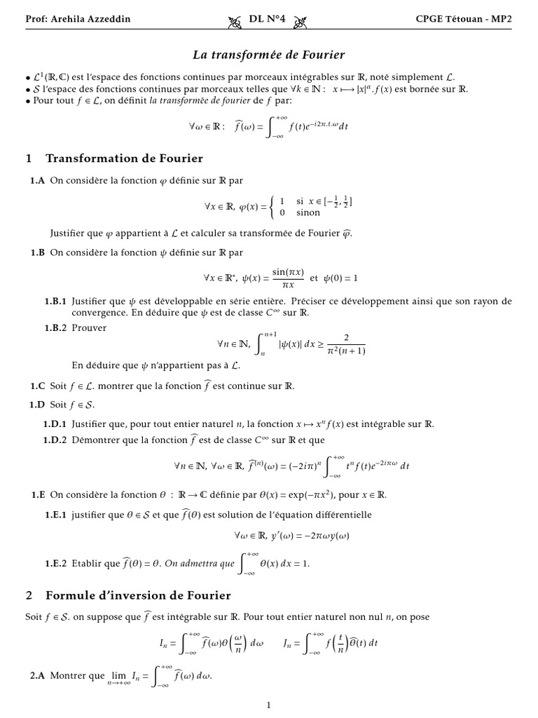 Formule d'inversion de Fourier | PDF | Analyse complexe ...