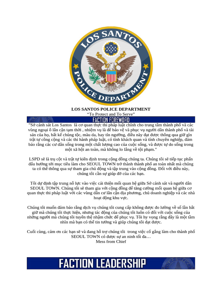 Los Santos Police Department | PDF