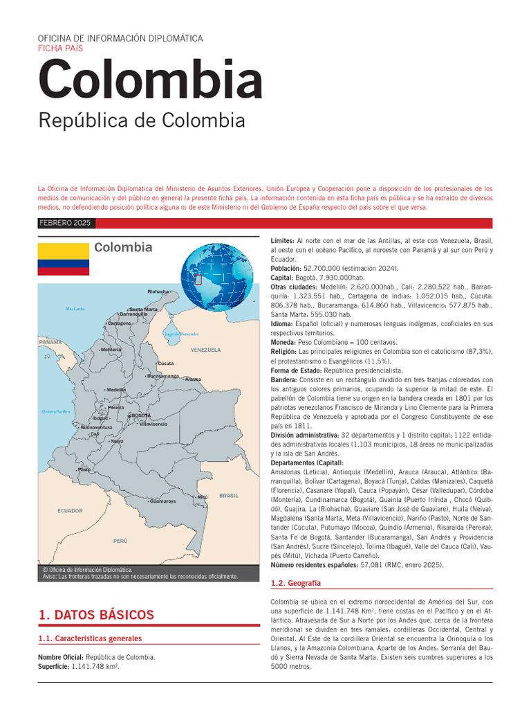 Ficha País: Colombia 2025 | PDF | Ministerio (Departamento de Gobierno ...