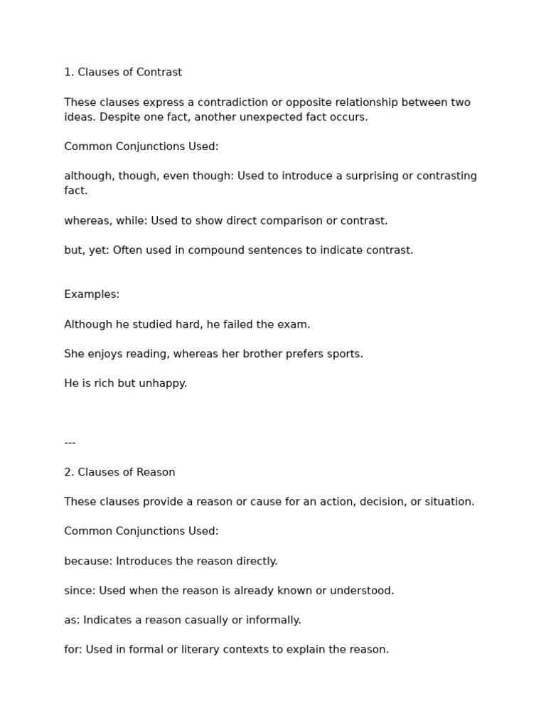 Types of Clauses Explained | PDF