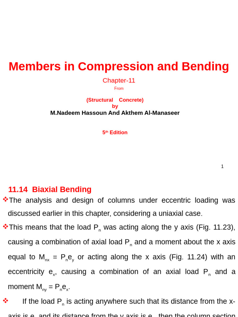 Biaxial Bending in Structural Columns | PDF | Bending | Column