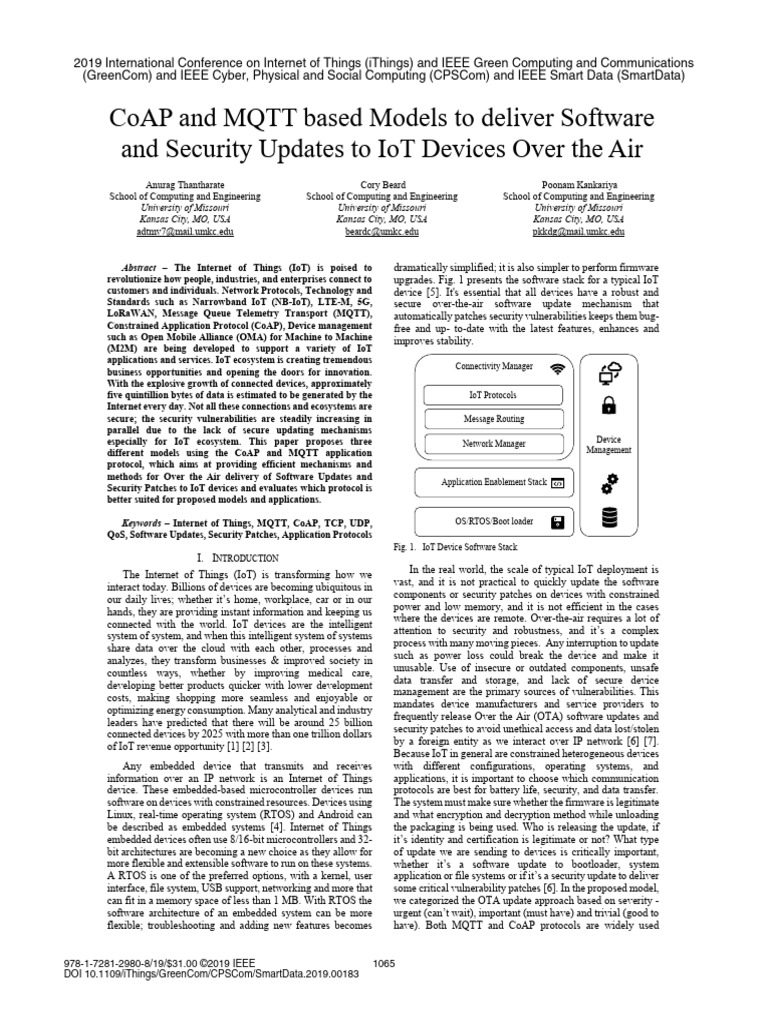 OTA Updates for IoT: CoAP vs MQTT | PDF | Internet Of Things | I Pv6
