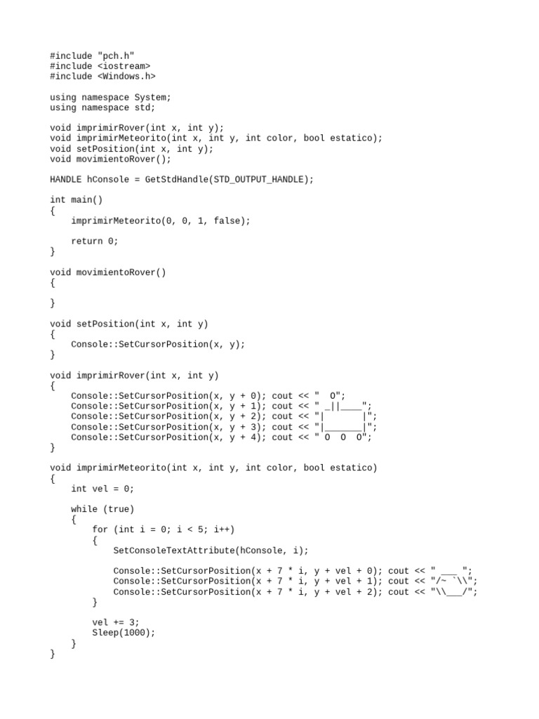 C++ Console Meteorite Animation | PDF