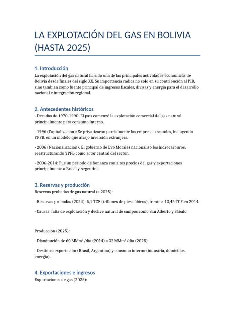 Reservas de gas en Bolivia hasta 2025 | PDF | Bolivia | Economias