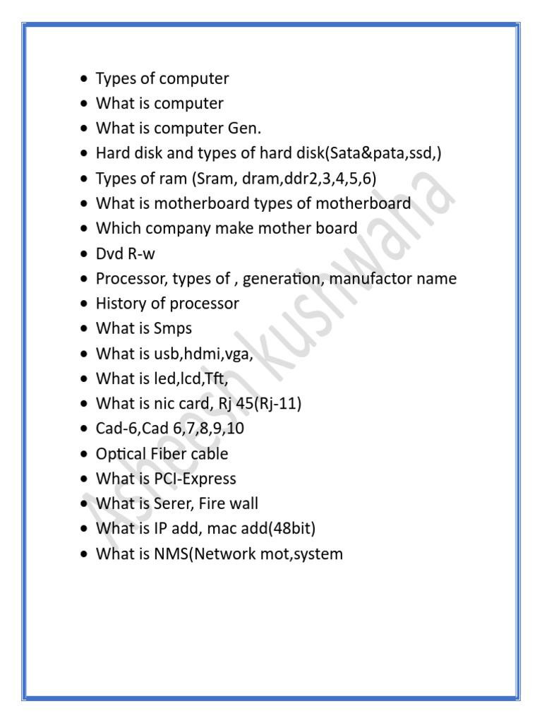 Computer Hardware and Components Guide | PDF