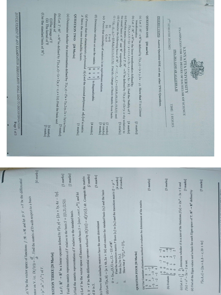 SMA 203 Past Papers | PDF
