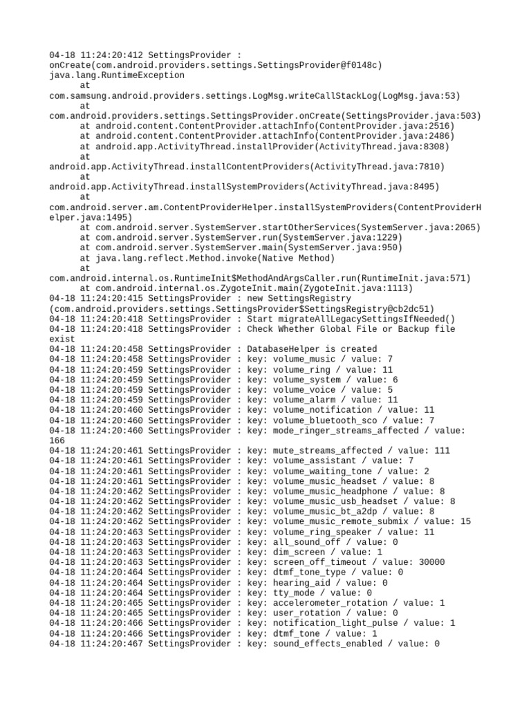 Samsung SettingsProvider Log Analysis | PDF | Backup | Java ...