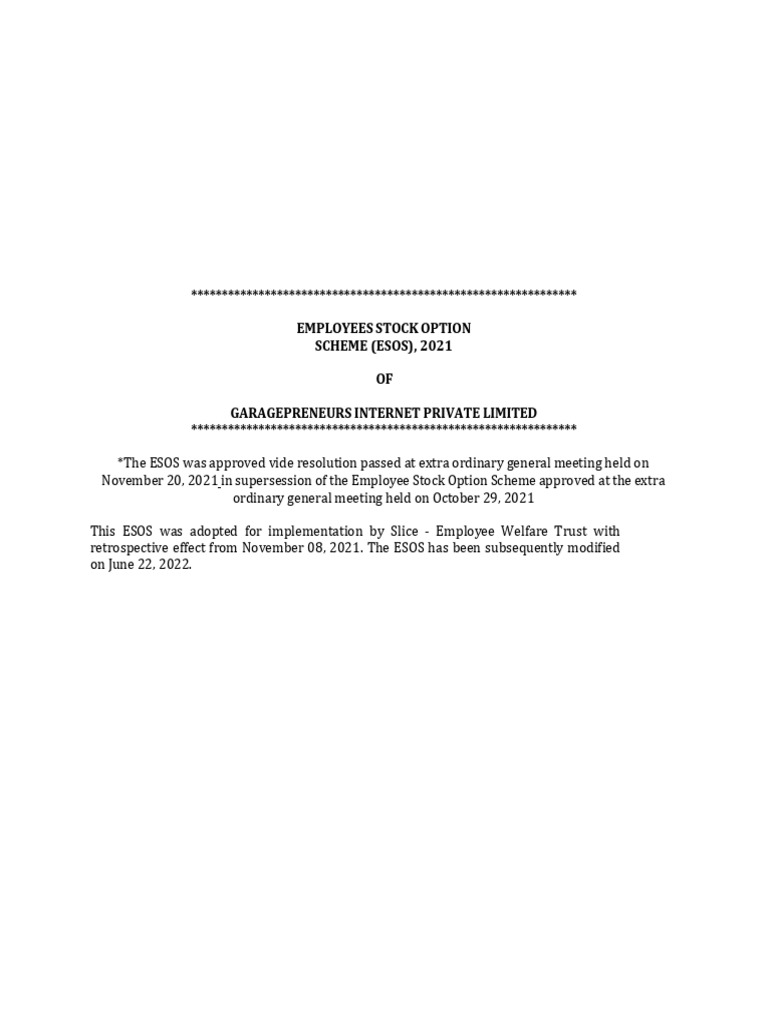 ESOS - Ammended On June 22 2022 | PDF | Vesting | Executive Compensation