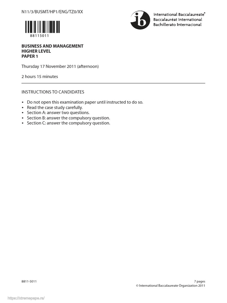 Business Management Exam Paper 2011 | PDF | Brand | Merchandising