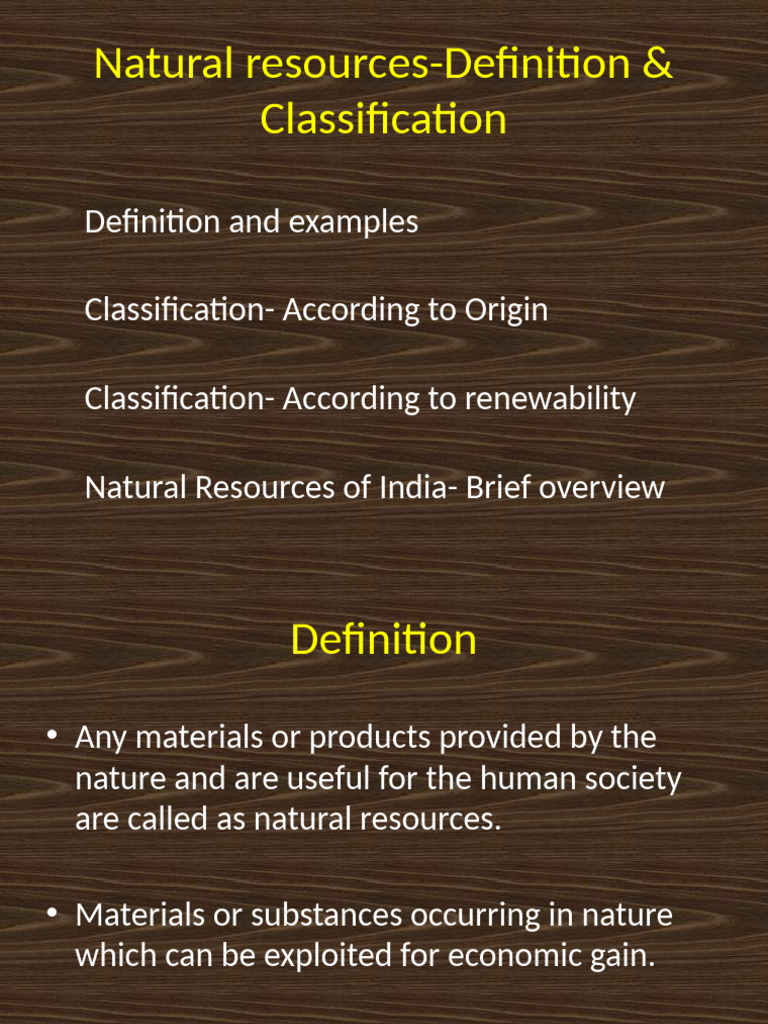 Natural Resources: Definition & Classification | PDF