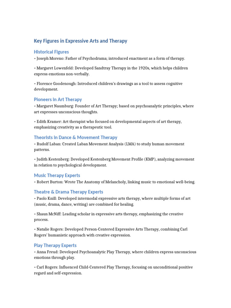 Key Figures in Expressive Arts Therapy | PDF