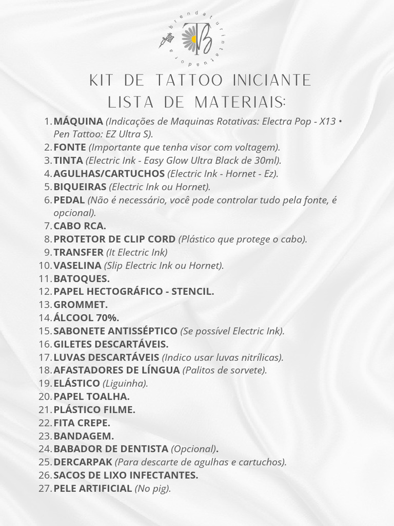 Kit Completo para Tatuagem Iniciante | PDF