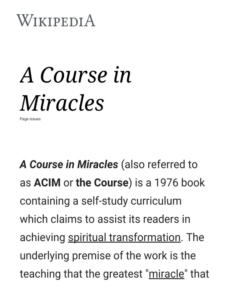 ACourseInMiracles Wikipedia | PDF