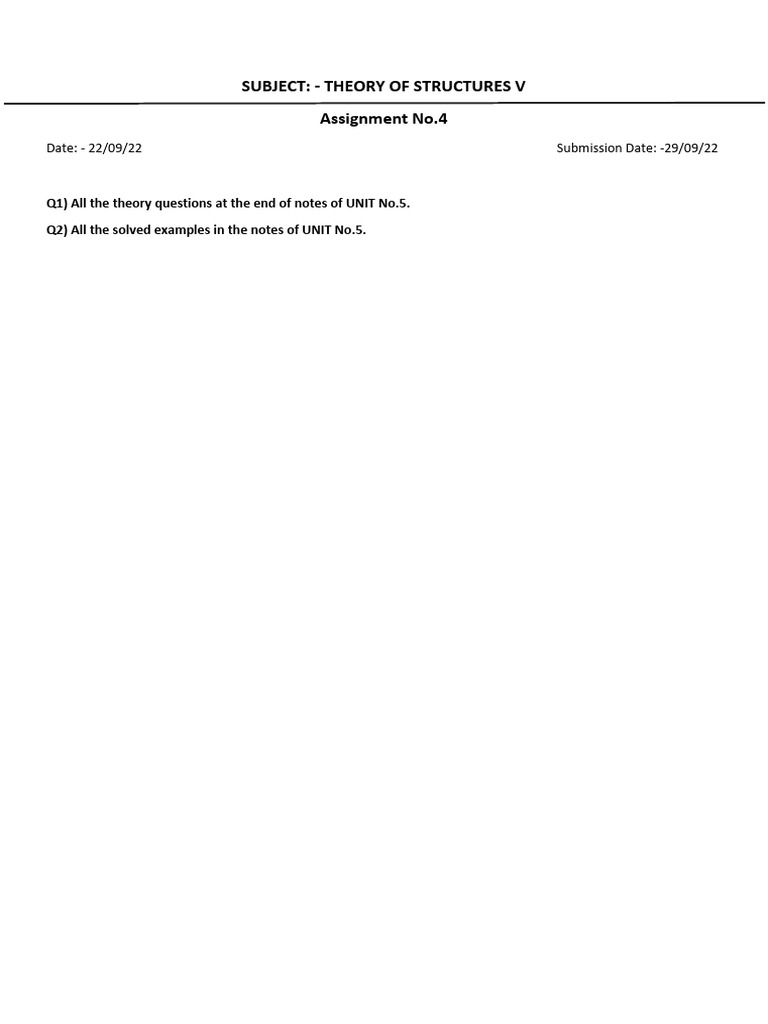 Theory of Structures V Assignment 4 | PDF