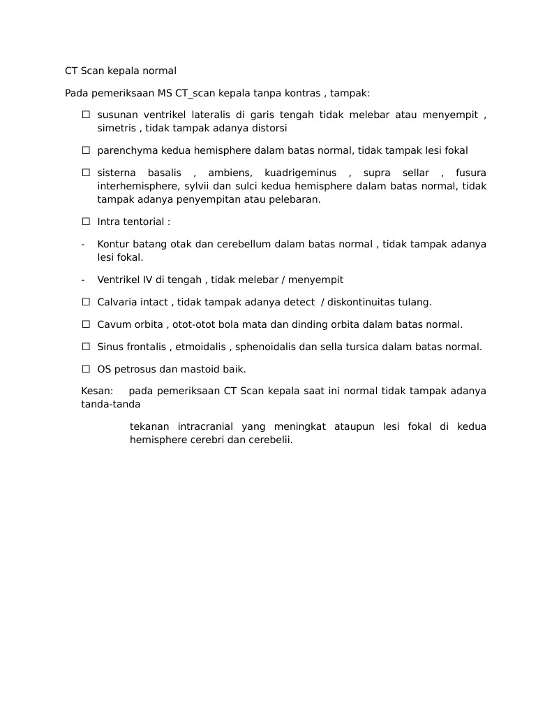 CT Scan Kepala Normal | PDF | Sains & Matematika