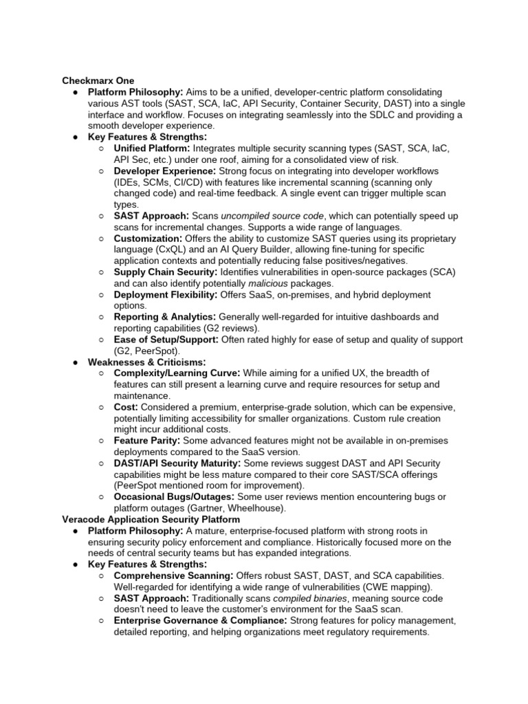 Checkmarx One vs Veracode Comparison | PDF | Software As A Service ...