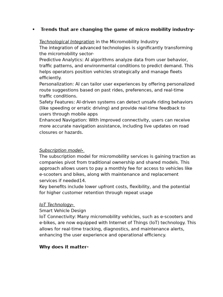 Micromobility Market Trends 2024 | PDF | Internet Of Things | Transport