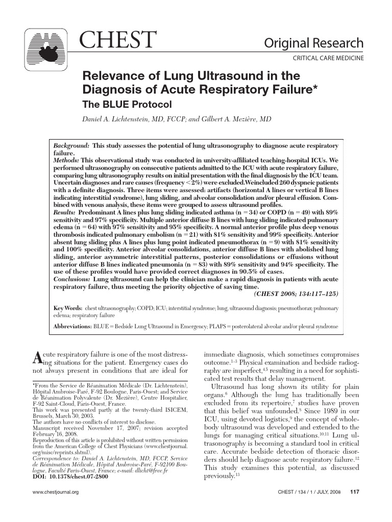 Lung Ultrasound for Acute Respiratory Failure | PDF | Respiratory ...
