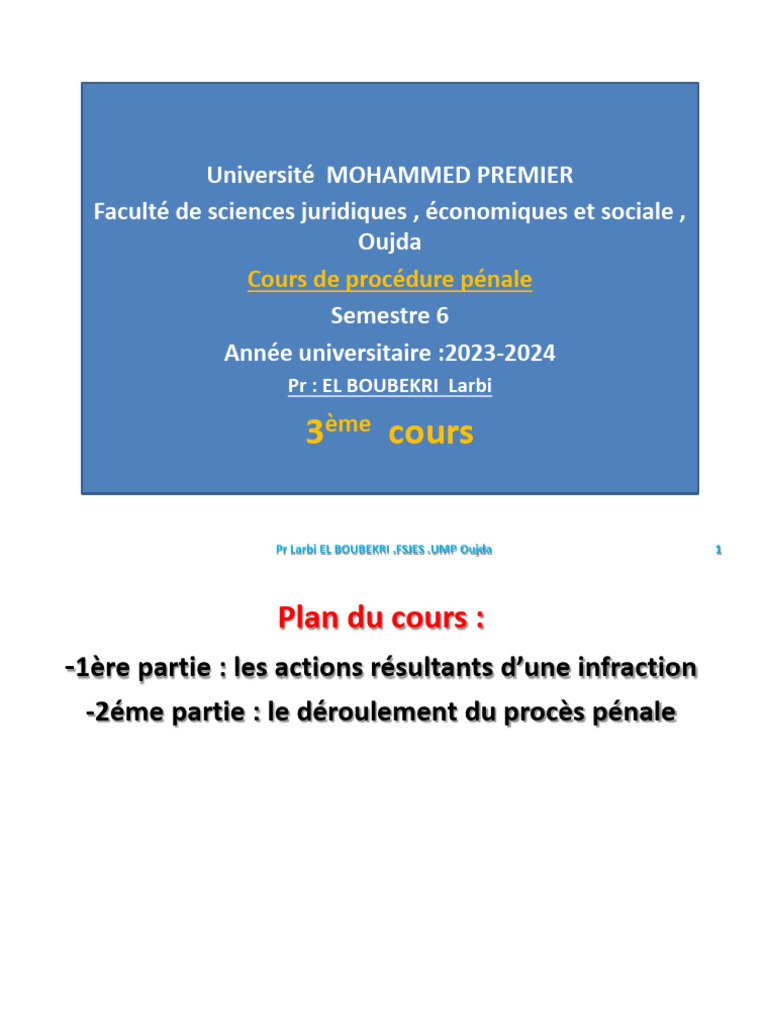Cours de Procédure Pénale - Semestre 6 | PDF | Délai de prescription ...