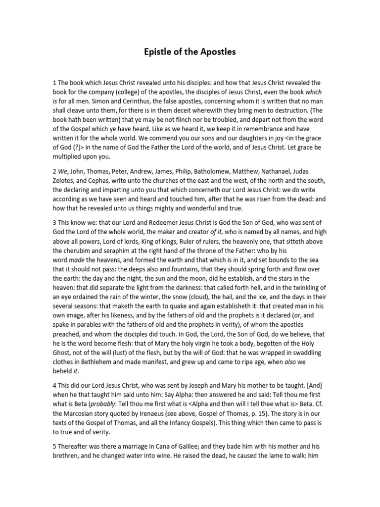 Epistle of the Apostles: Teachings of Christ | PDF | Jesus | Saint Peter