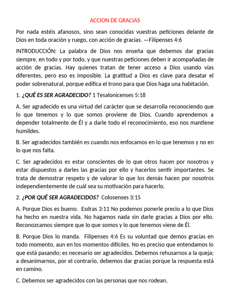 La Importancia de la Gratitud en Dios | PDF | Gratitud | Dios