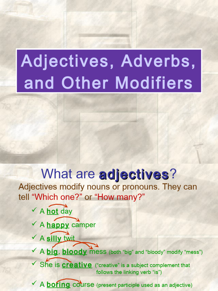 adjective and adverb modifiers | PDF | Adjective | Adverb