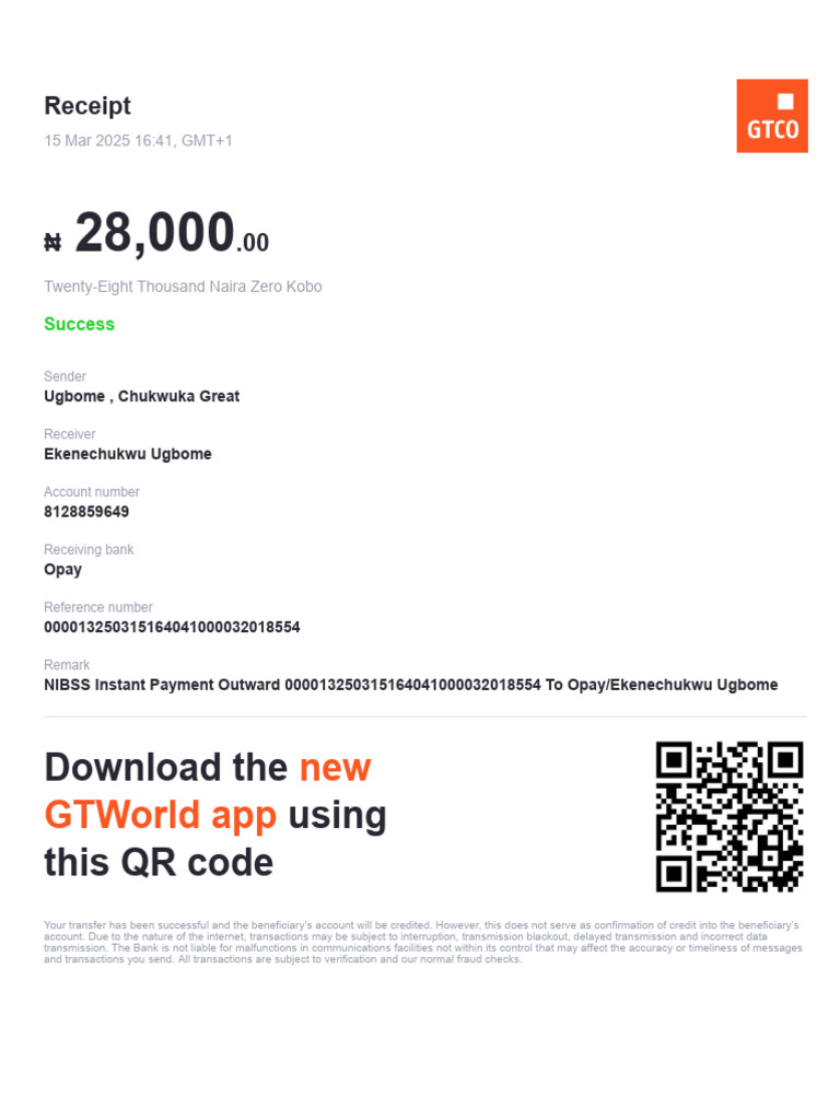 First Bank Payment Receipt | PDF