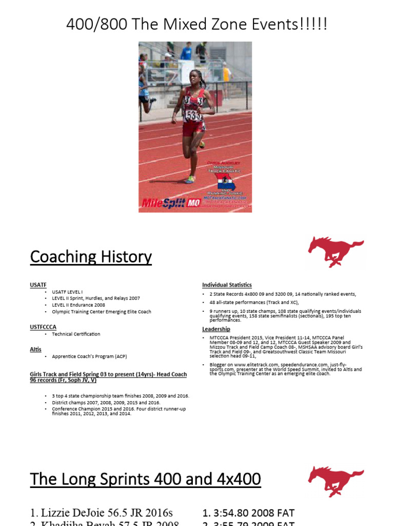 Coaching for 400/800 Meter Events | PDF | Running | Track And Field
