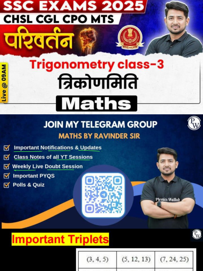 SSC FOUNDATION Trigonometry CLASS-3 BY RAVINDER SIR | PDF