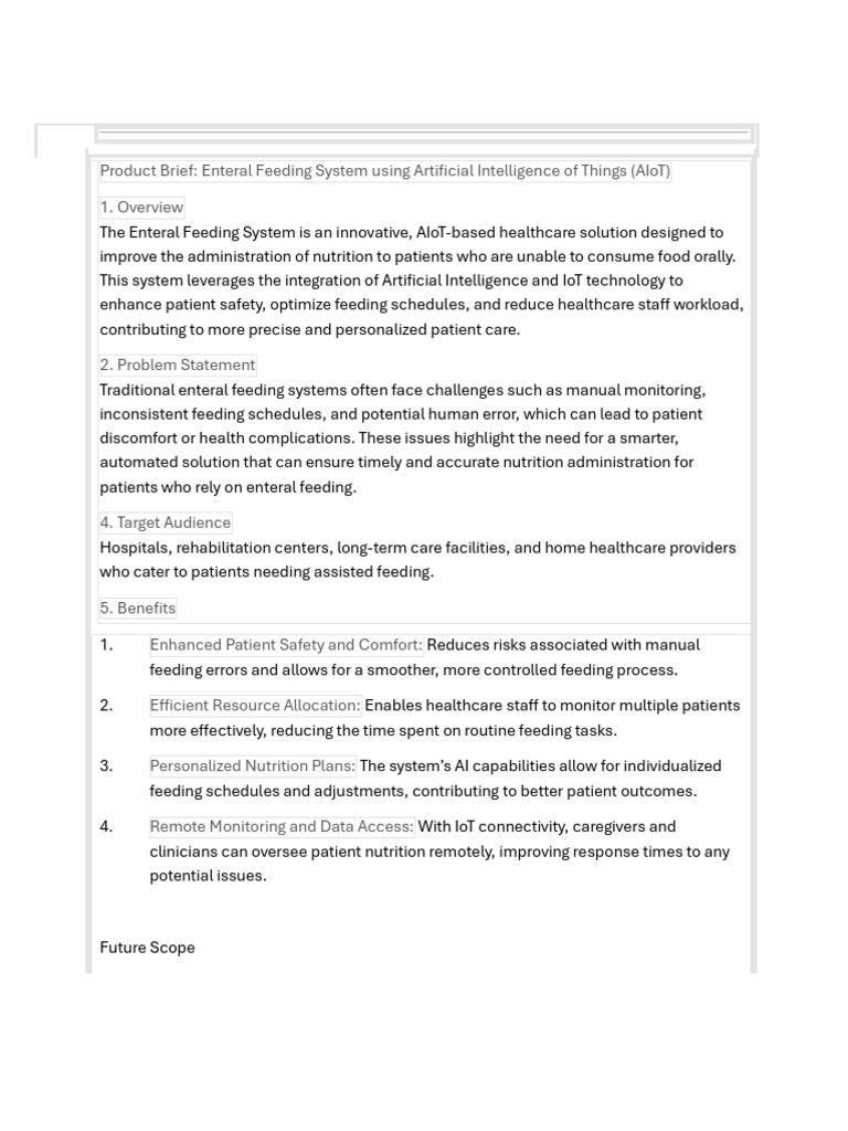 View of AIoT Enteral Feeding System Overview | PDF